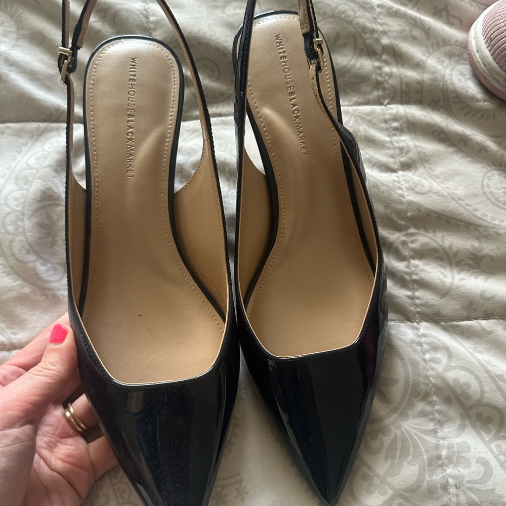 White House Black Market Black Slingback Heels